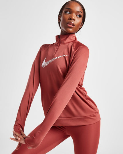 Nike Swift Dri-FIT Swoosh Run Mdlyr DM7769-691 Kadın Siyah Koşu Uzun Kollu Top Kadın Sweatshirt