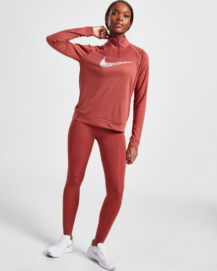 Nike Swift Dri-FIT Swoosh Run Mdlyr DM7769-691 Kadın Siyah Koşu Uzun Kollu Top Kadın Sweatshirt